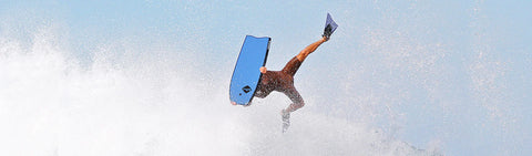 Bodyboarder flipping on SoftTech bodyboard.