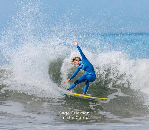 Sage Erickson surfing in the Xcel Comp wetsuit.